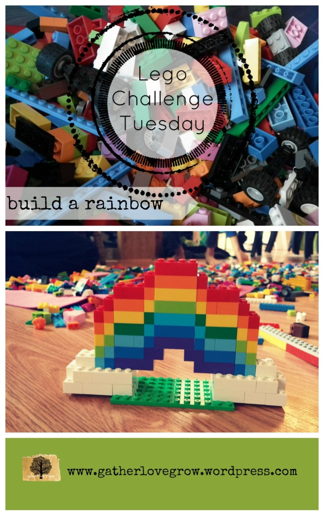 Lego Challenge Tuesday - build a rainbow - gatherlovegrow