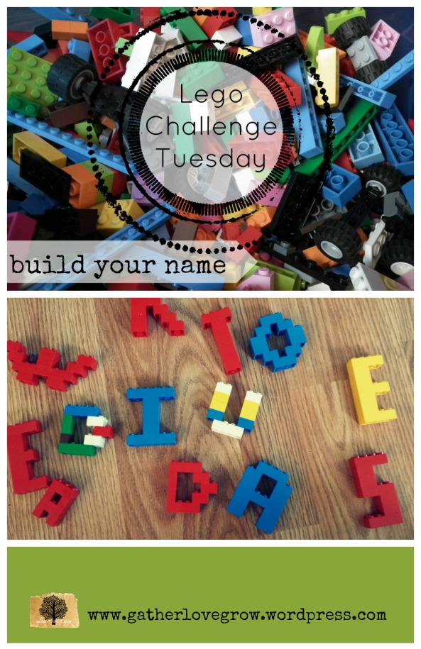 Lego Challenge Tuesday - build your name - gatherlovegrow